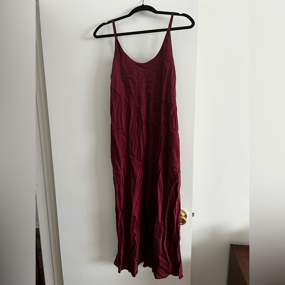 Lunya washable silk dress new w/ tags size L in dark red